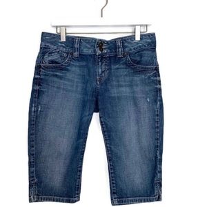 GUESS Denim Shorts Bermuda Jean Distressed size 31 Medium Wash